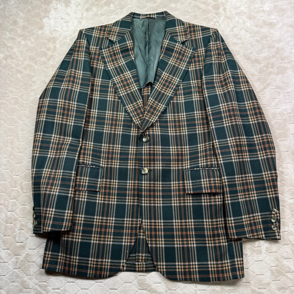 VTG Griffon Clothes‎ Green Plaid Blazer Sz 42 Rare Great Shape See Pics